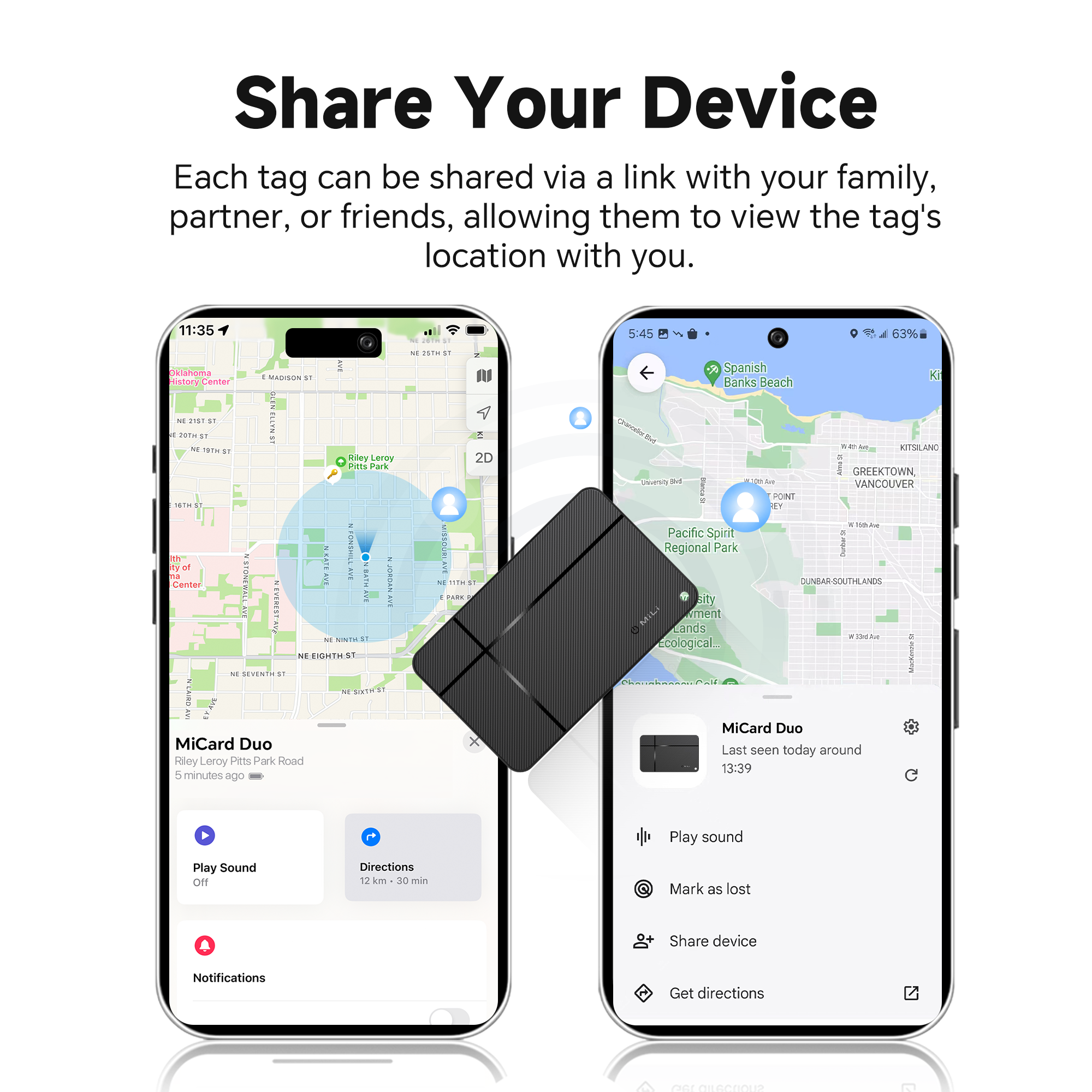MiCard Duo Wallet Finder - Apple Find My & Google Find Hub