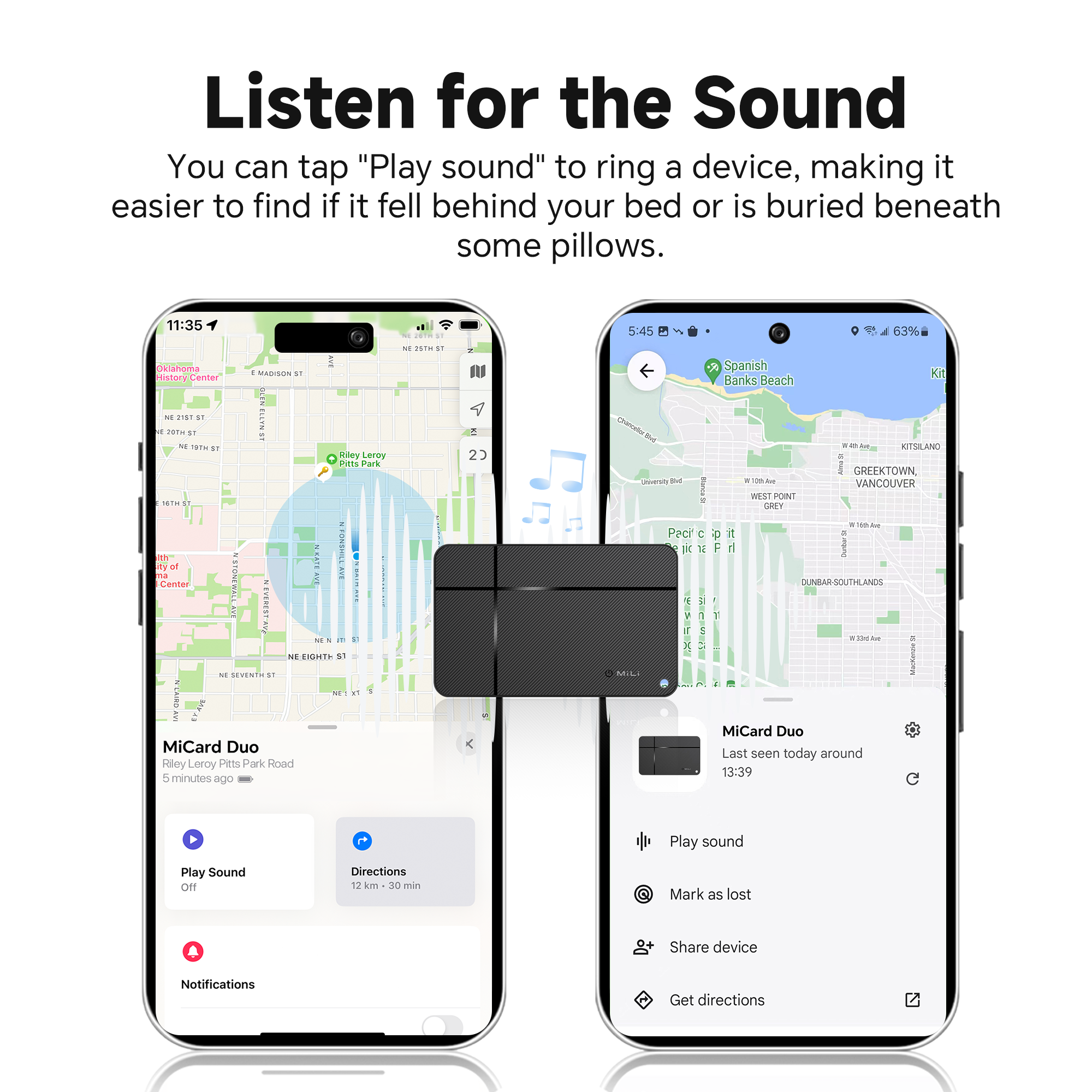 MiCard Duo Wallet Finder - Apple Find My & Google Find Hub