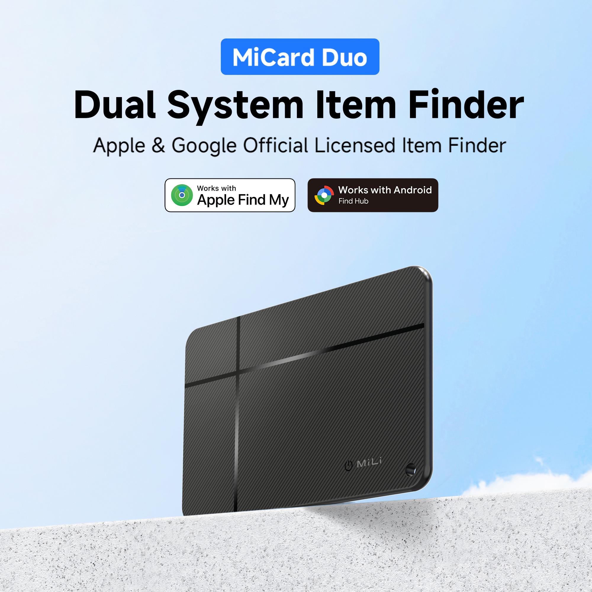 MiCard Duo Wallet Finder - Apple Find My & Google Find Hub