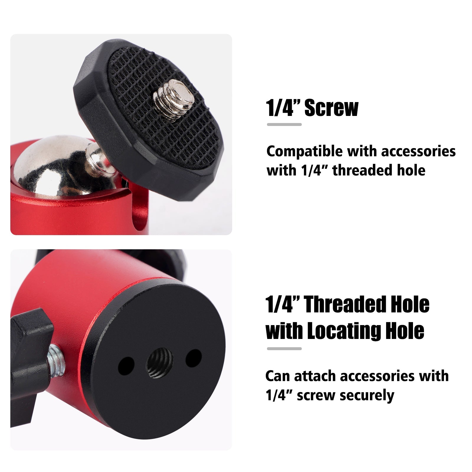 Pivot - Tripod Ball Head Base with 1/4 Screw 360° Rotation Aluminum Alloy with Positioning Hole -