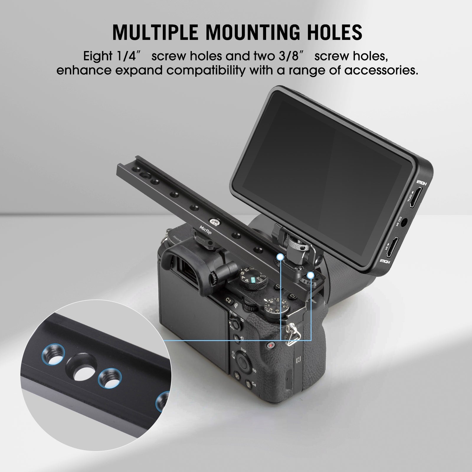 Rigg - 7" Cold Shoe Extension Rail with Multiple Mounting Holes -