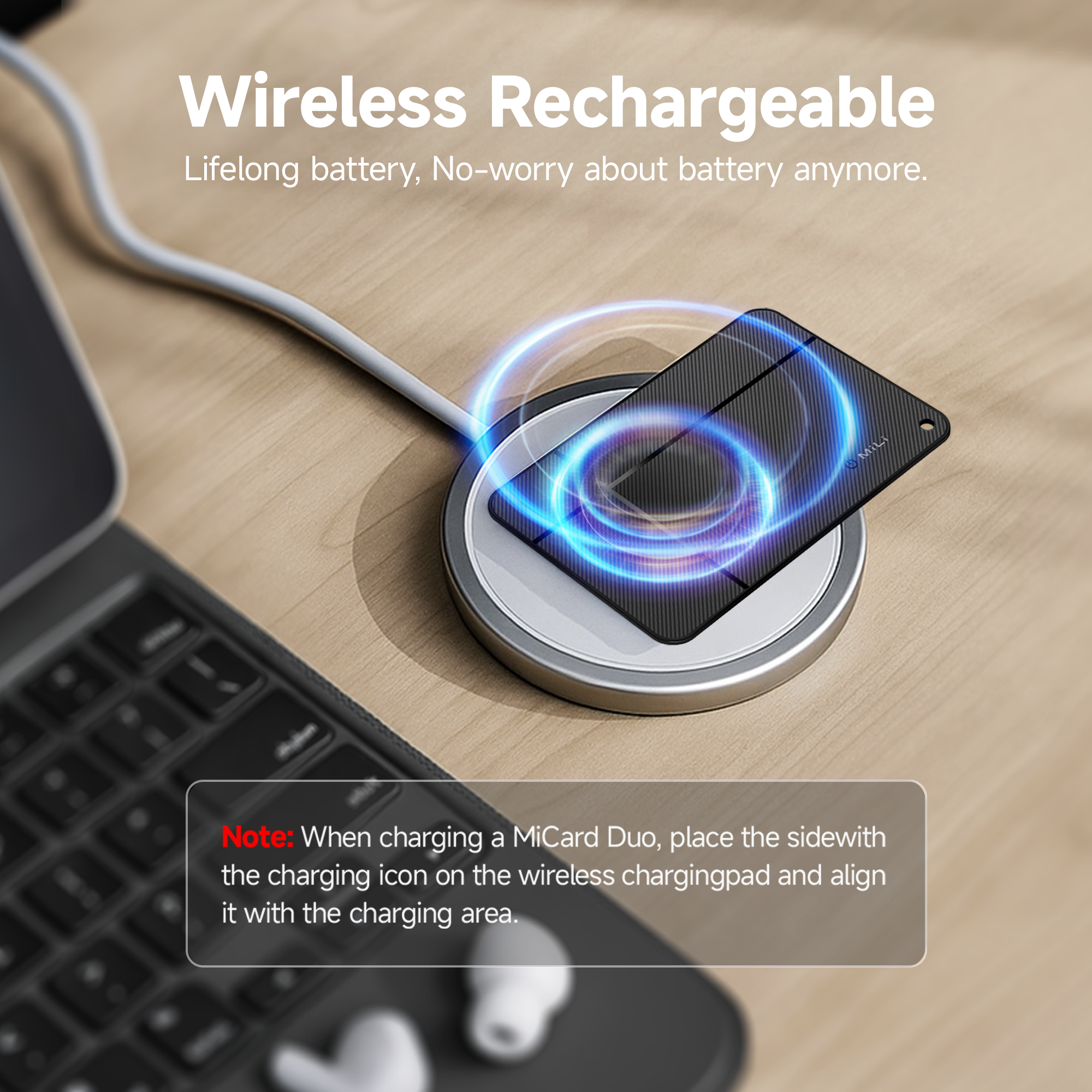 MiCard Duo Wallet Finder - Apple Find My & Google Find Hub -