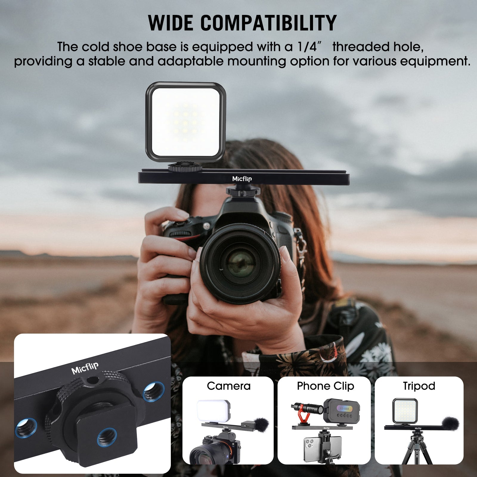 Rigg - 7" Cold Shoe Extension Rail with Multiple Mounting Holes -