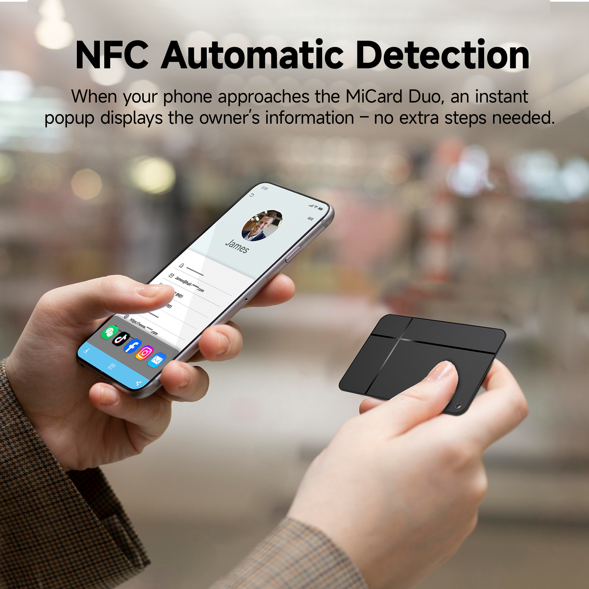 MiCard Duo Wallet Finder - Apple Find My & Google Find Hub -