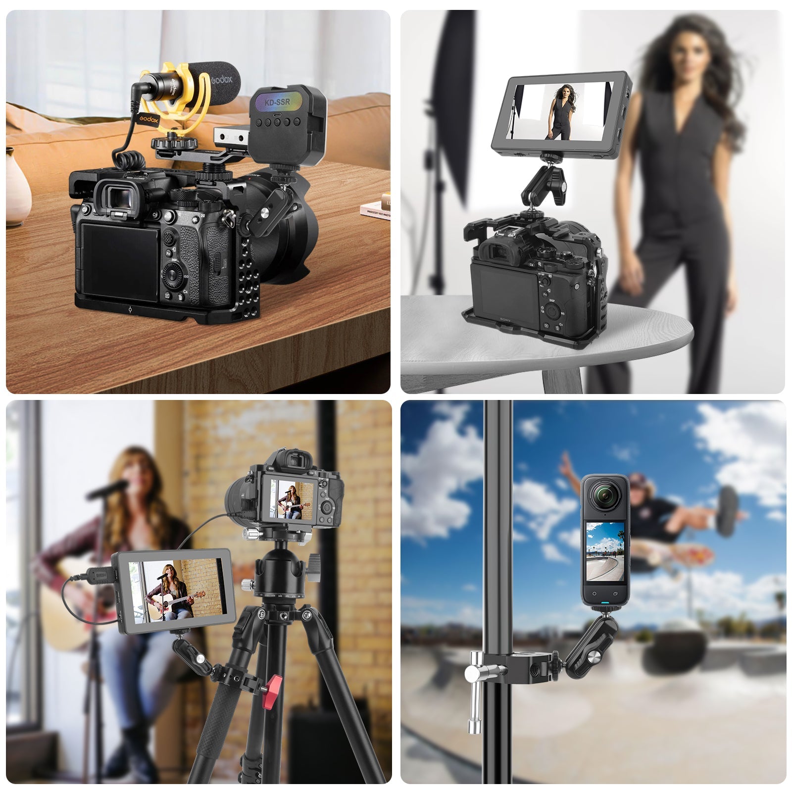 HeadLock - Dual Ball Head Mount with 1/4'' Screw & Anti-Slip Rubber Padding -