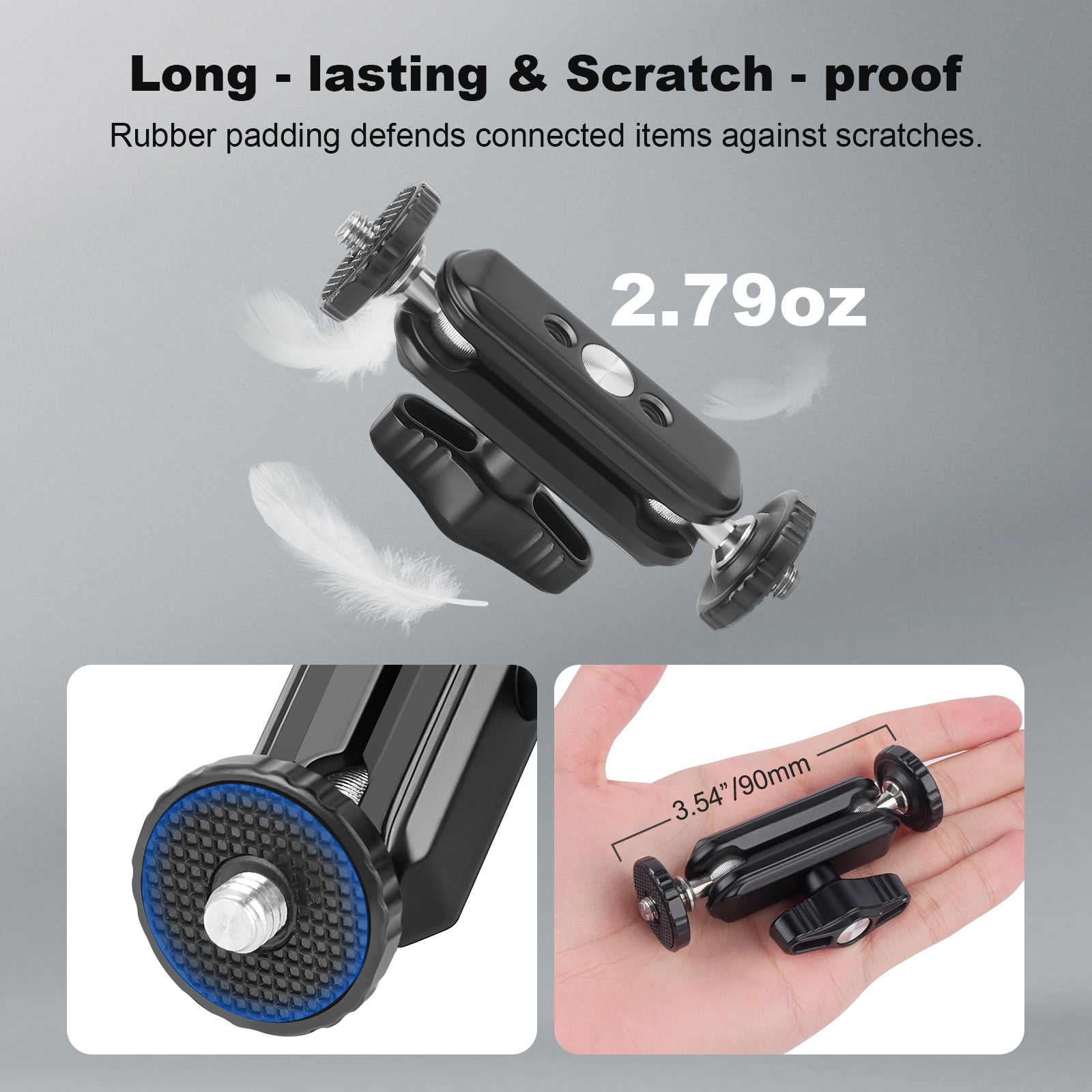 HeadLock - Dual Ball Head Mount with 1/4'' Screw & Anti-Slip Rubber Padding -