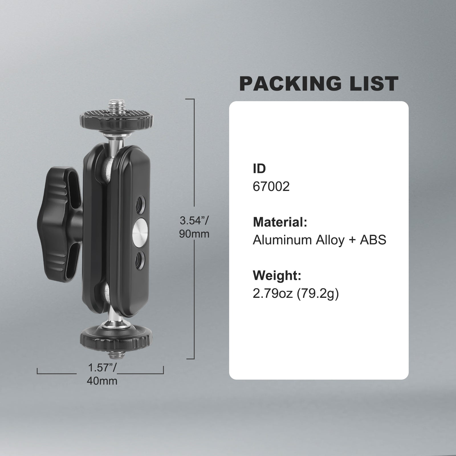 HeadLock - Dual Ball Head Mount with 1/4'' Screw & Anti-Slip Rubber Padding -