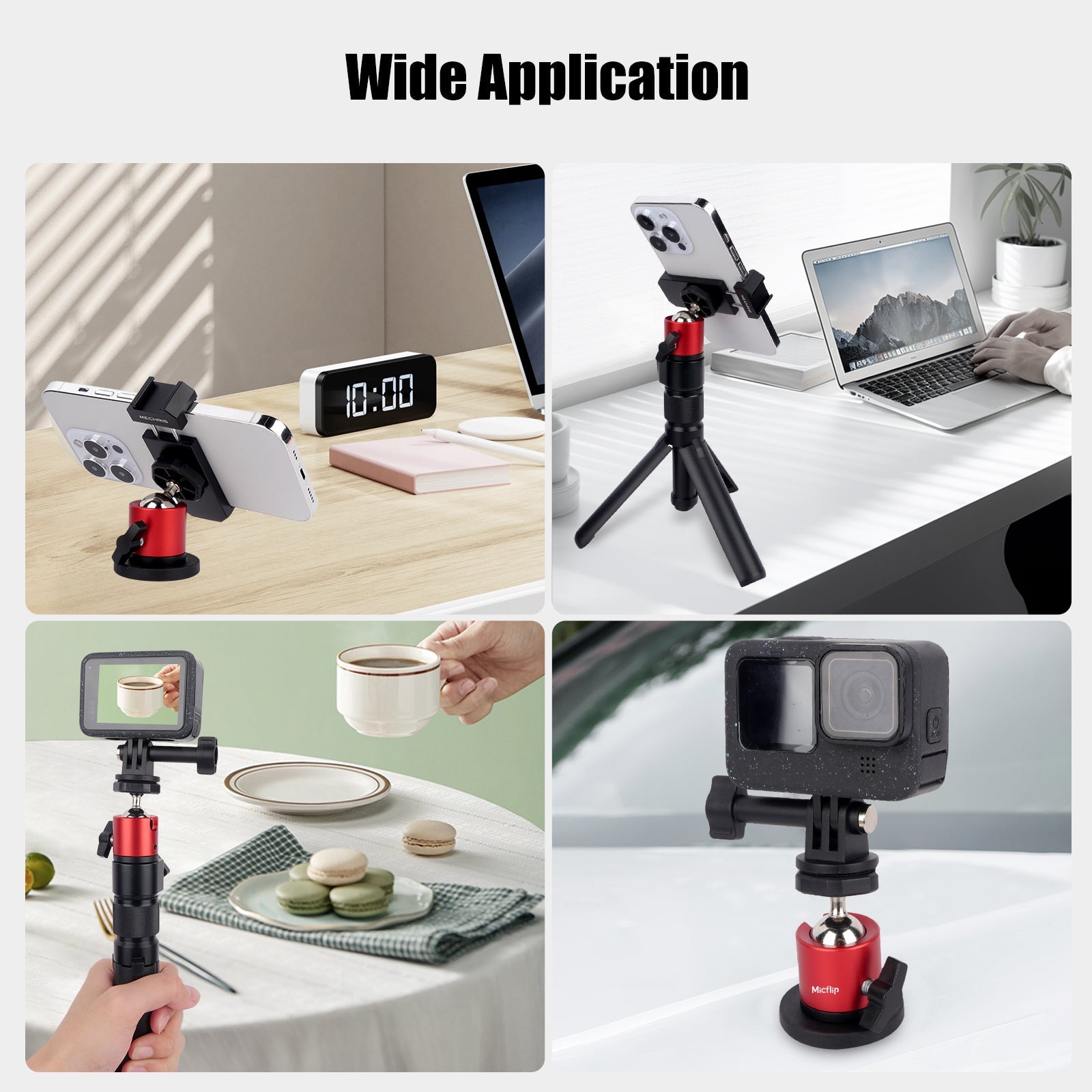 Pivot - Tripod Ball Head Base with 1/4 Screw 360° Rotation Aluminum Alloy with Positioning Hole -