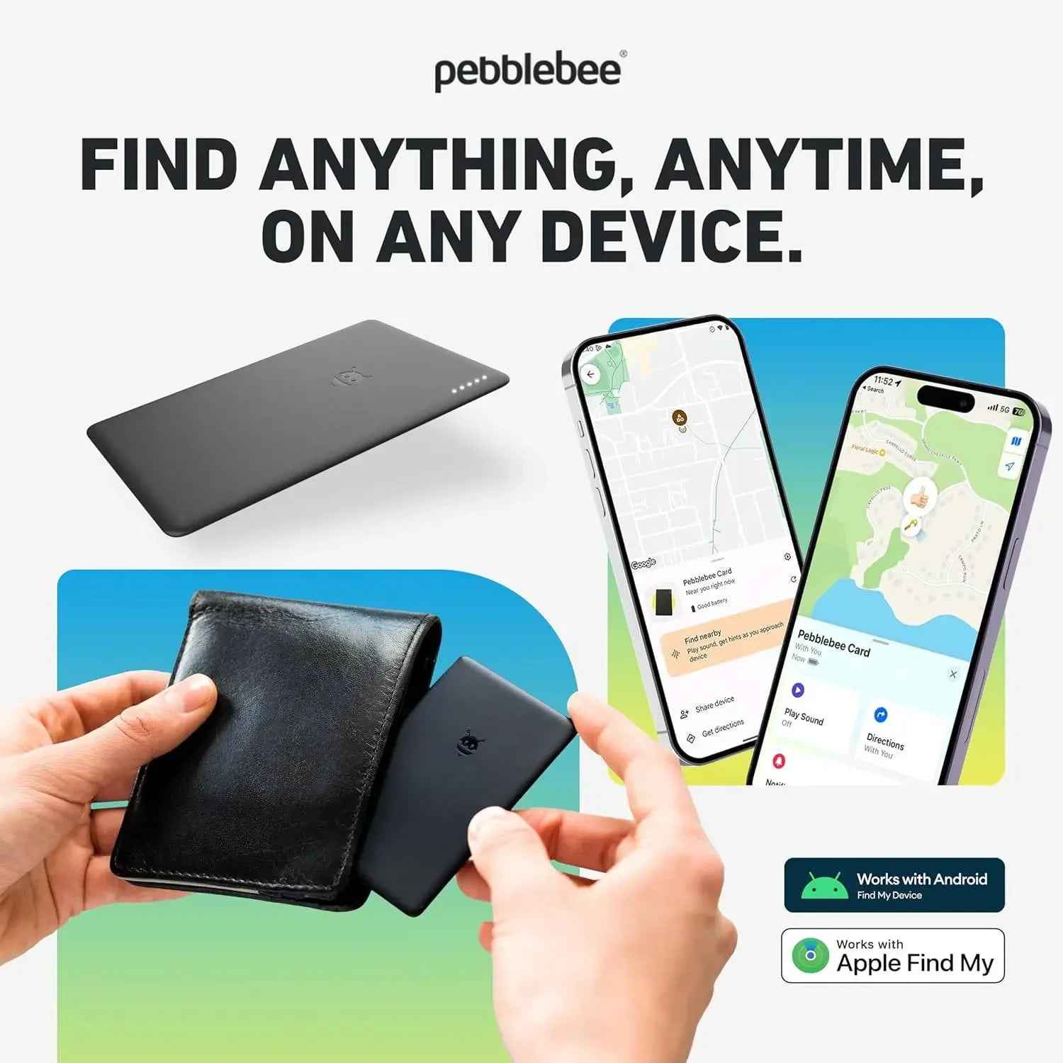 Pebblebee Universal Card - Smart Tracker for Wallet