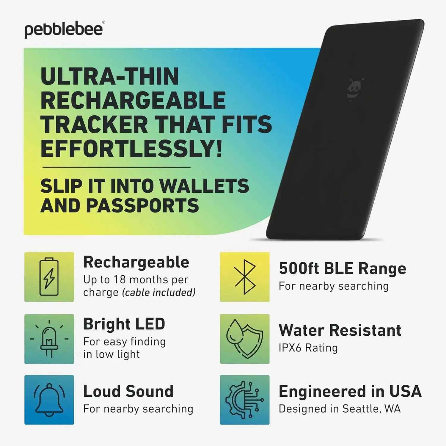 Pebblebee Universal Card - Smart Tracker for Wallet