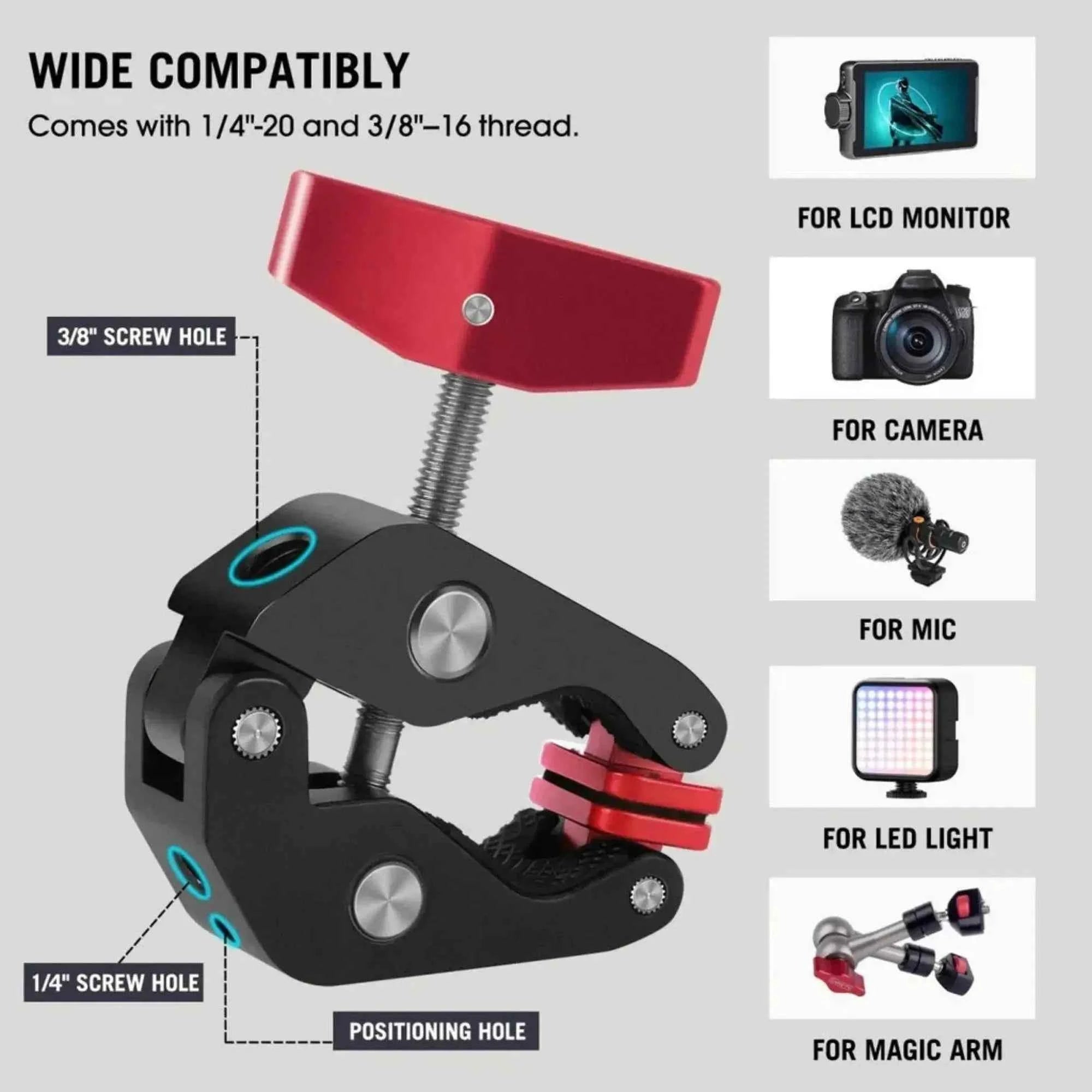 Clamp Xtreme - Adjustable Power Clamp with Scalable Mounting Holes for Camera Rigs