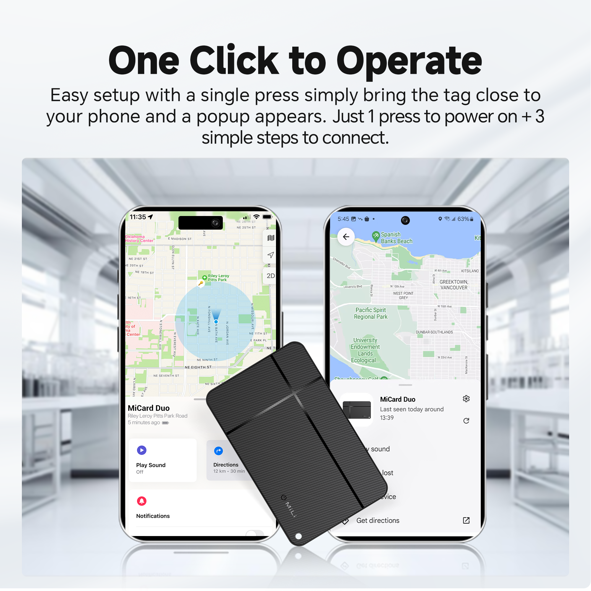 MiCard Duo Wallet Finder - Apple Find My & Google Find Hub