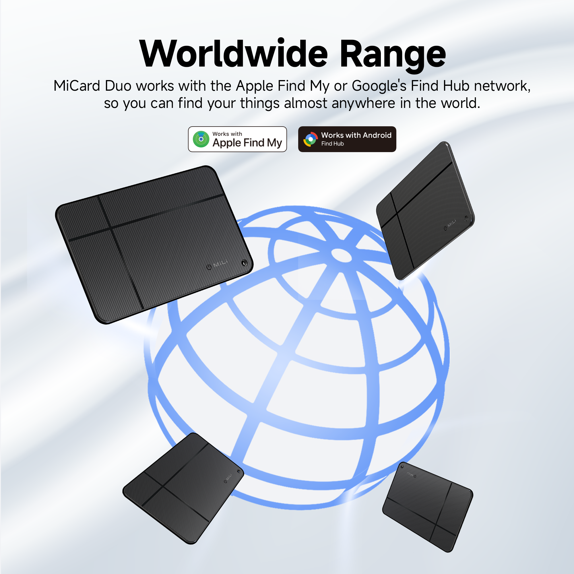 MiCard Duo Wallet Finder - Apple Find My & Google Find Hub - 