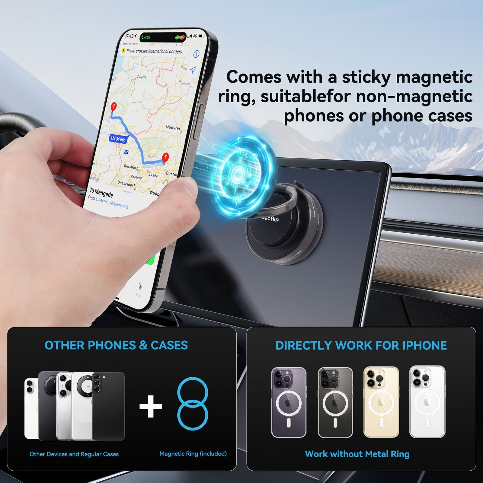 MagStick - Magsafe Suction Cup Magnetic 360° Rotation Ultra Stable Phone Holder - 