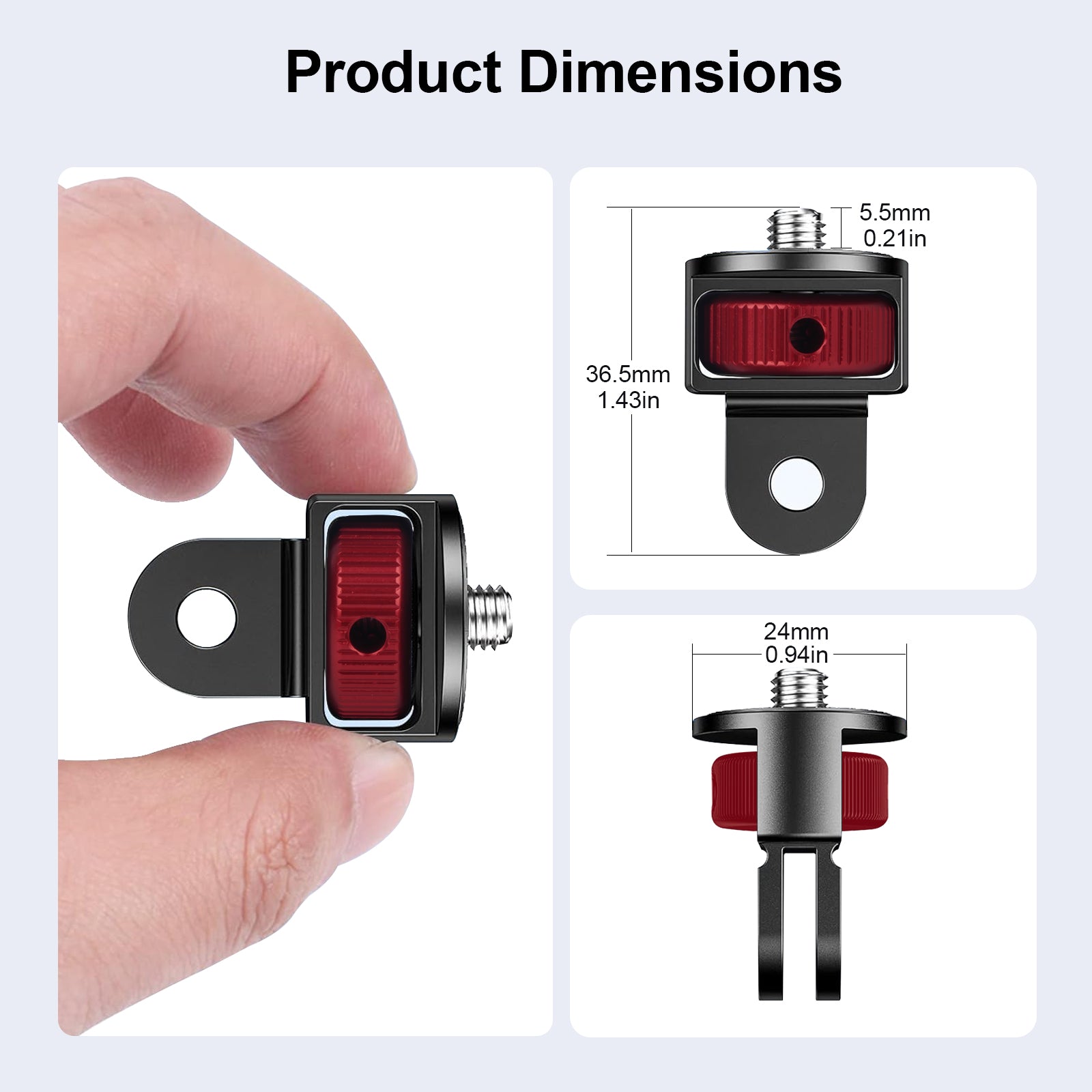 AdaptKit - 1/4" Aluminum Camera Mount Conversion Kit for Insta360 X4 X3/DJI Osmo Pocket 3/Go Pro 13/12/11/10,Lightweight Accessories Adapter for Tripod,Selfie Stick,Stabilizer & Action Gear - 