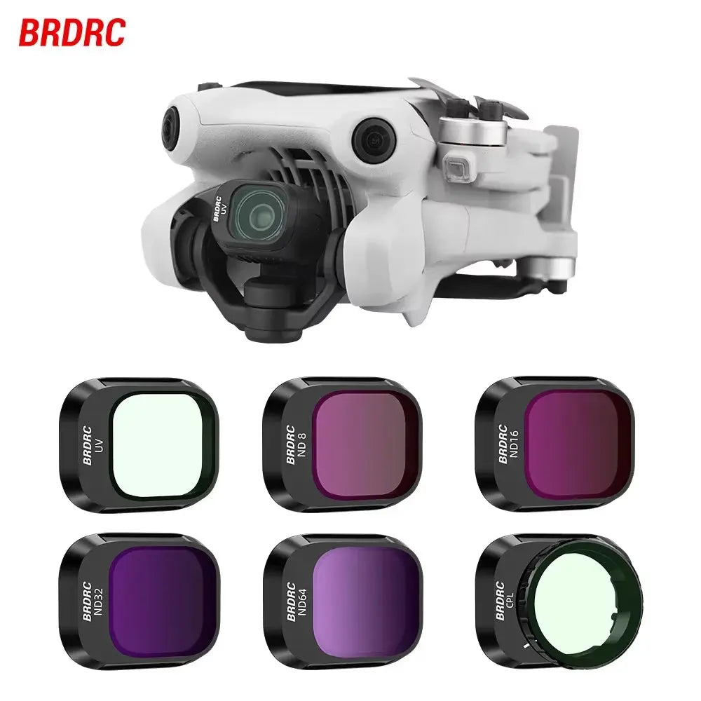 BRDRC Lens Filters for  Mini 4 Pro UV CPL ND8/ND16/ND32 ND64 Neutral Density/Nd PL Filter Set Drone Photography Accessory
