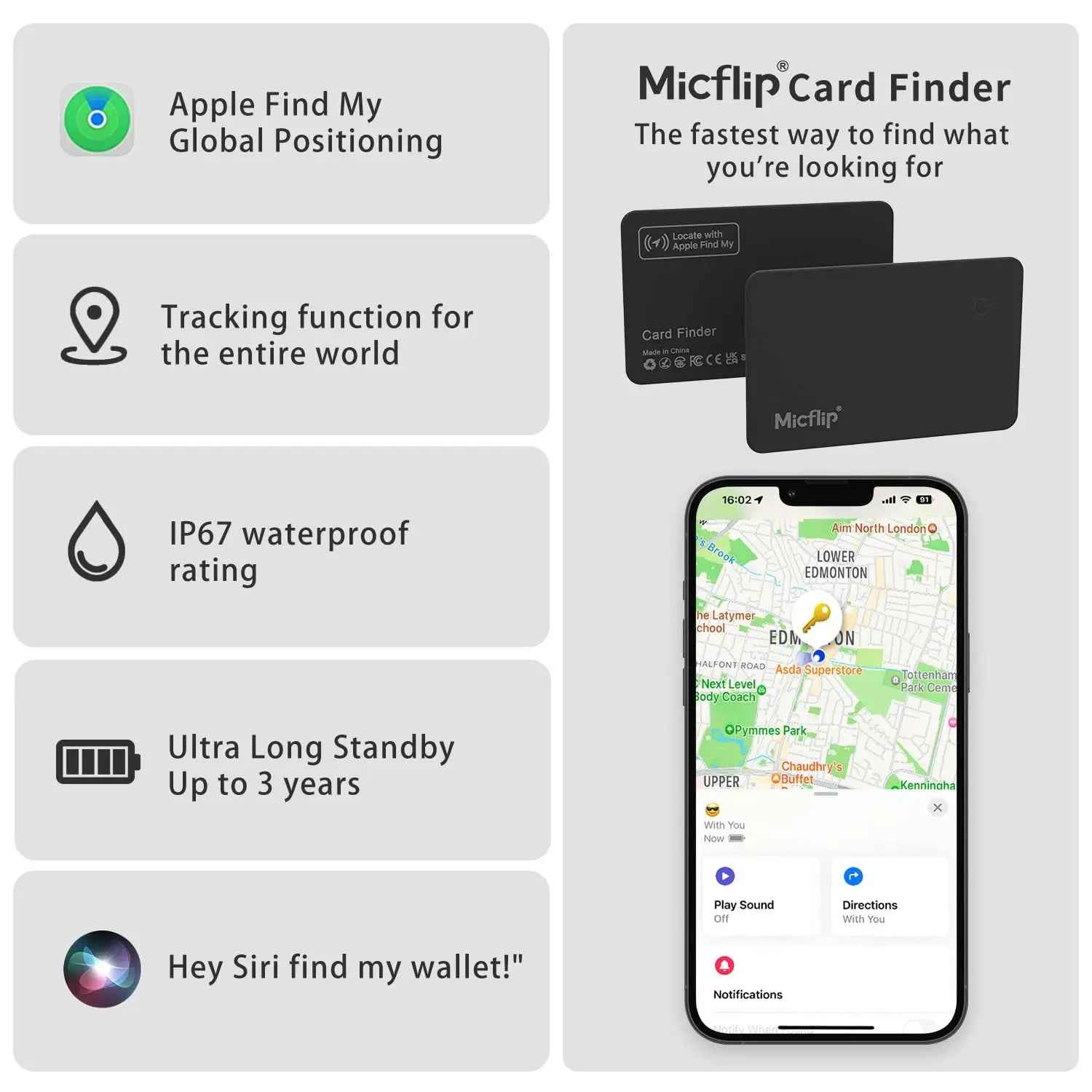 Micflip Card - Wallet Tracker Card