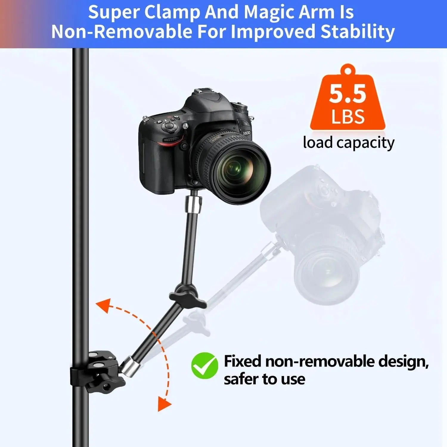 Magic Arm with Super Clamp Compatible with Small Rig Cage (11 inch) - Micflip