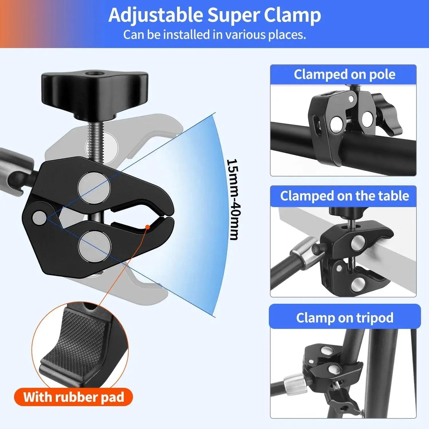 Magic Arm with Super Clamp Compatible with Small Rig Cage (11 inch) - Micflip