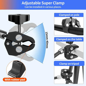 Magic Arm with Super Clamp Compatible with Small Rig Cage (11 inch) - Micflip