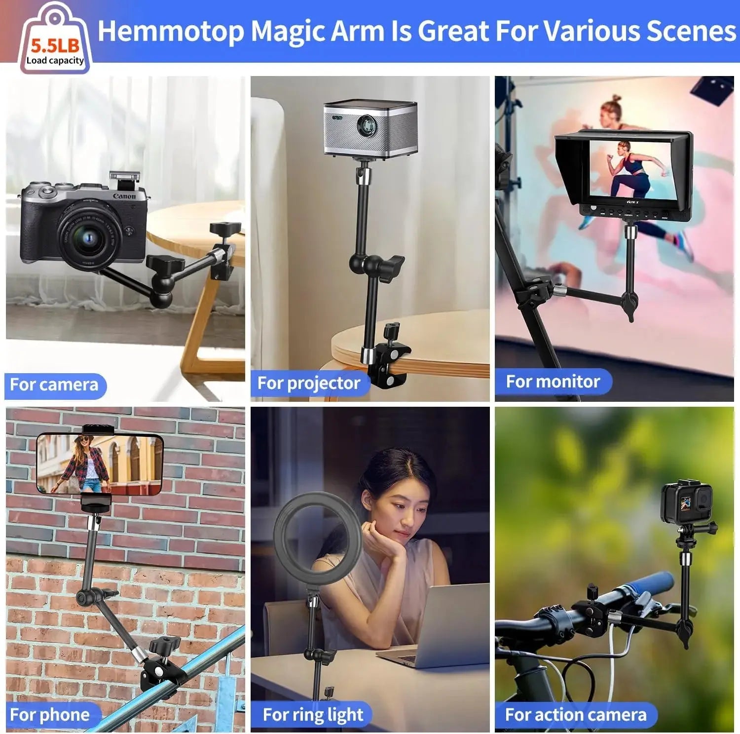 Magic Arm with Super Clamp Compatible with Small Rig Cage (11 inch) - Micflip
