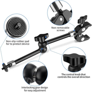 Magic Arm with Super Clamp Compatible with Small Rig Cage (11 inch) - Micflip