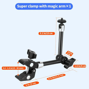 Magic Arm with Super Clamp Compatible with Small Rig Cage (11 inch) - Micflip