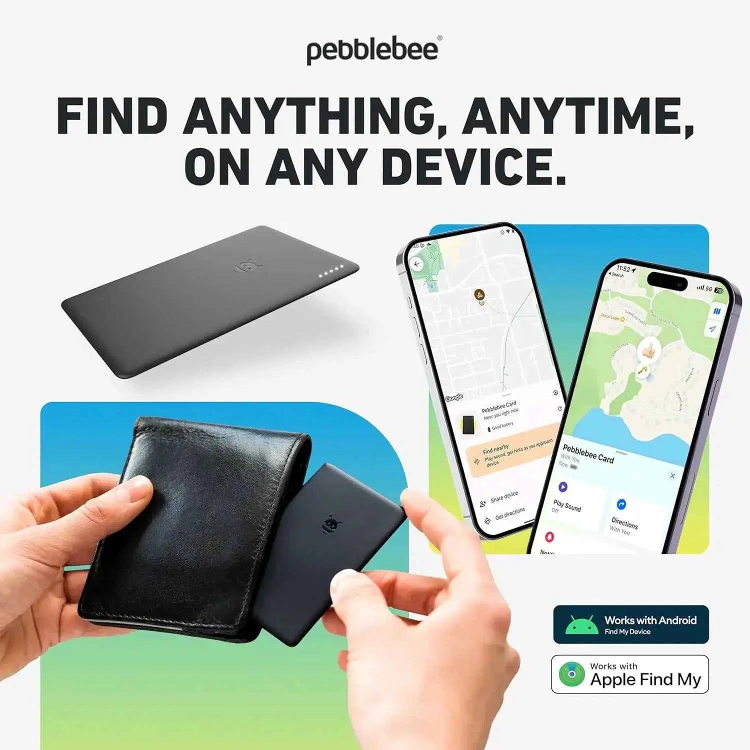 Pebblebee Universal Card - Smart Tracker for Wallet - 