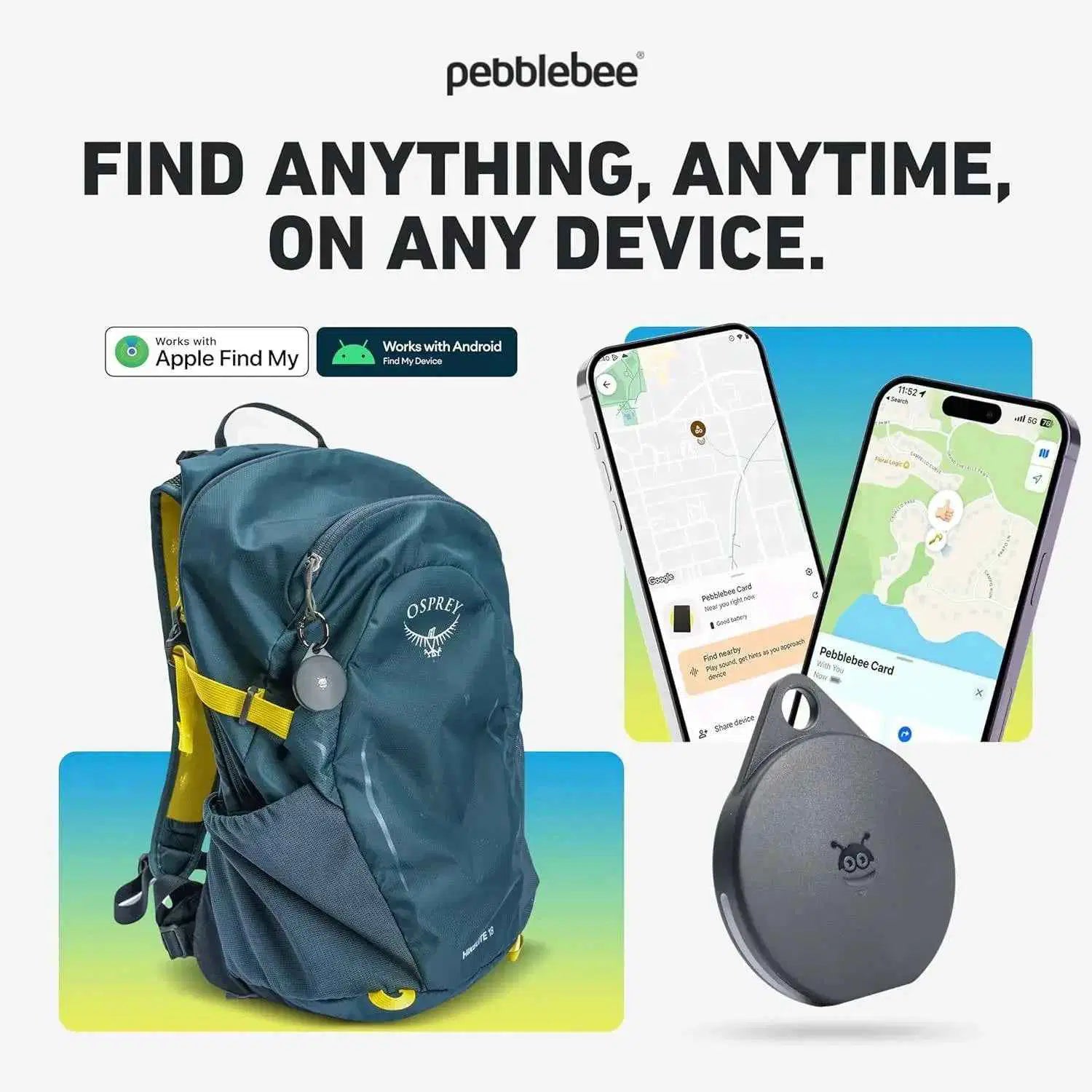 Pebblebee Universal Clip Tracker for Android & Apple - 
