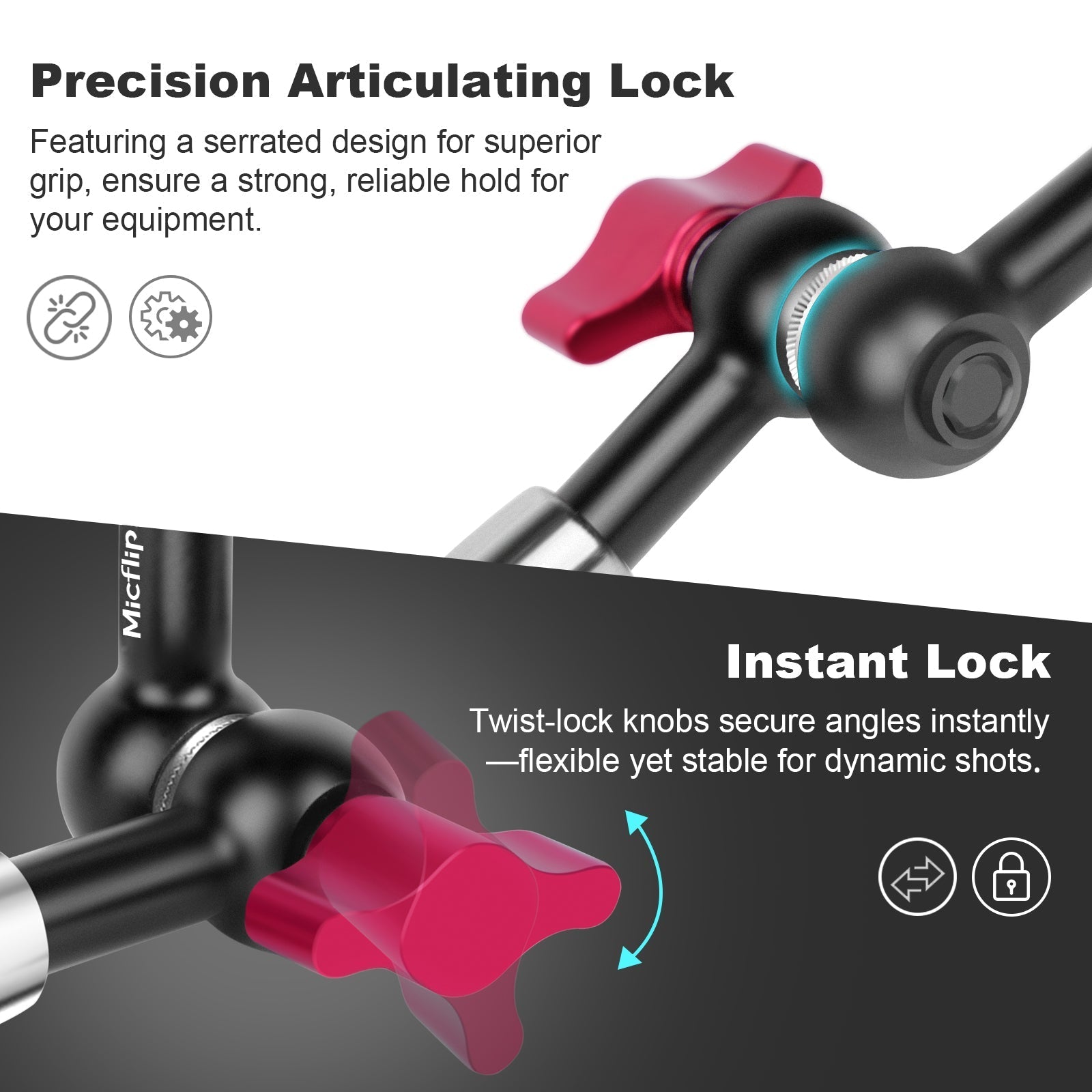 MagicArm Pro - Aluminum 11" Articulating Magic Arm with 1/4" Screw and Cold Shoe Adapter - 