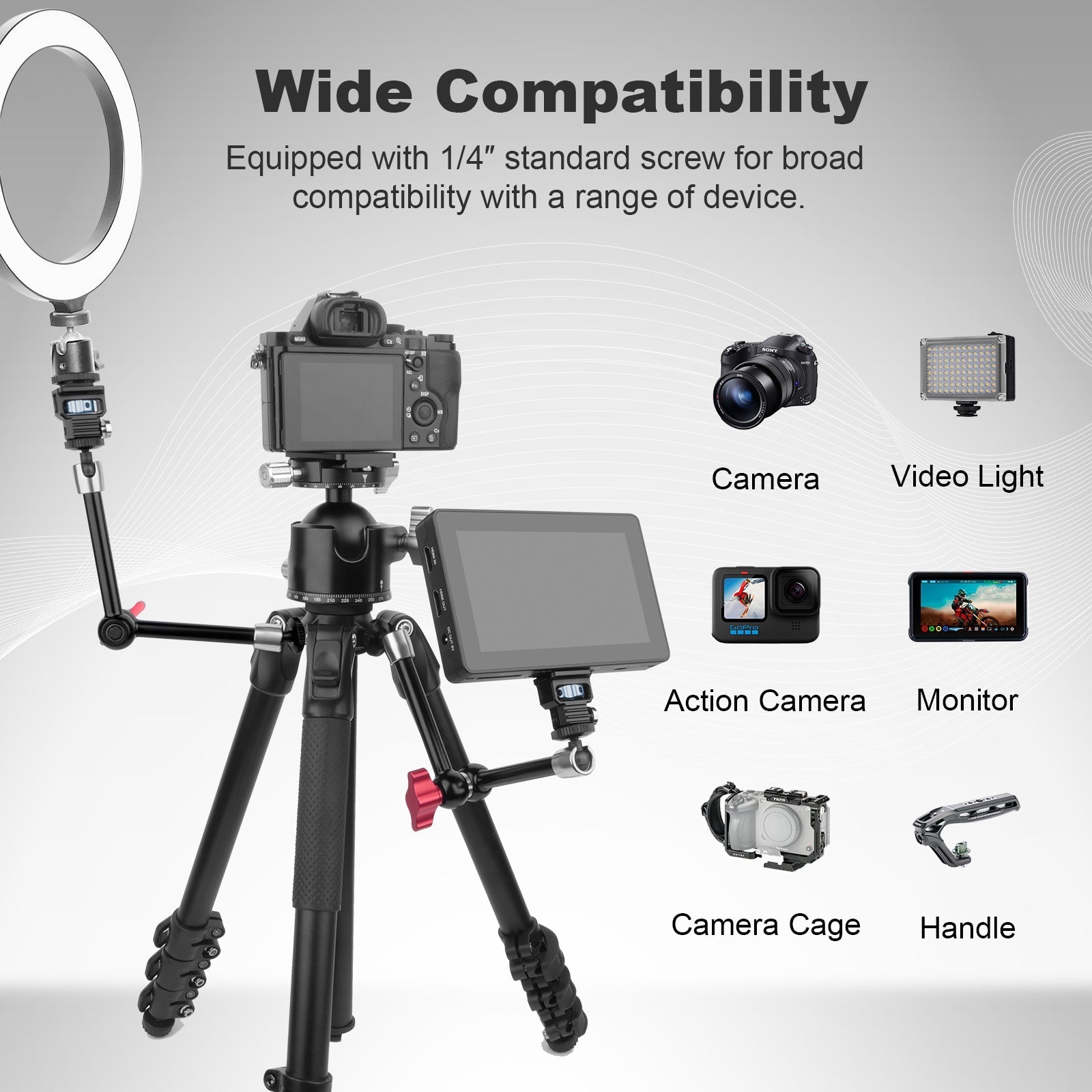 MagicArm Pro - Aluminum 11" Articulating Magic Arm with 1/4" Screw and Cold Shoe Adapter - 