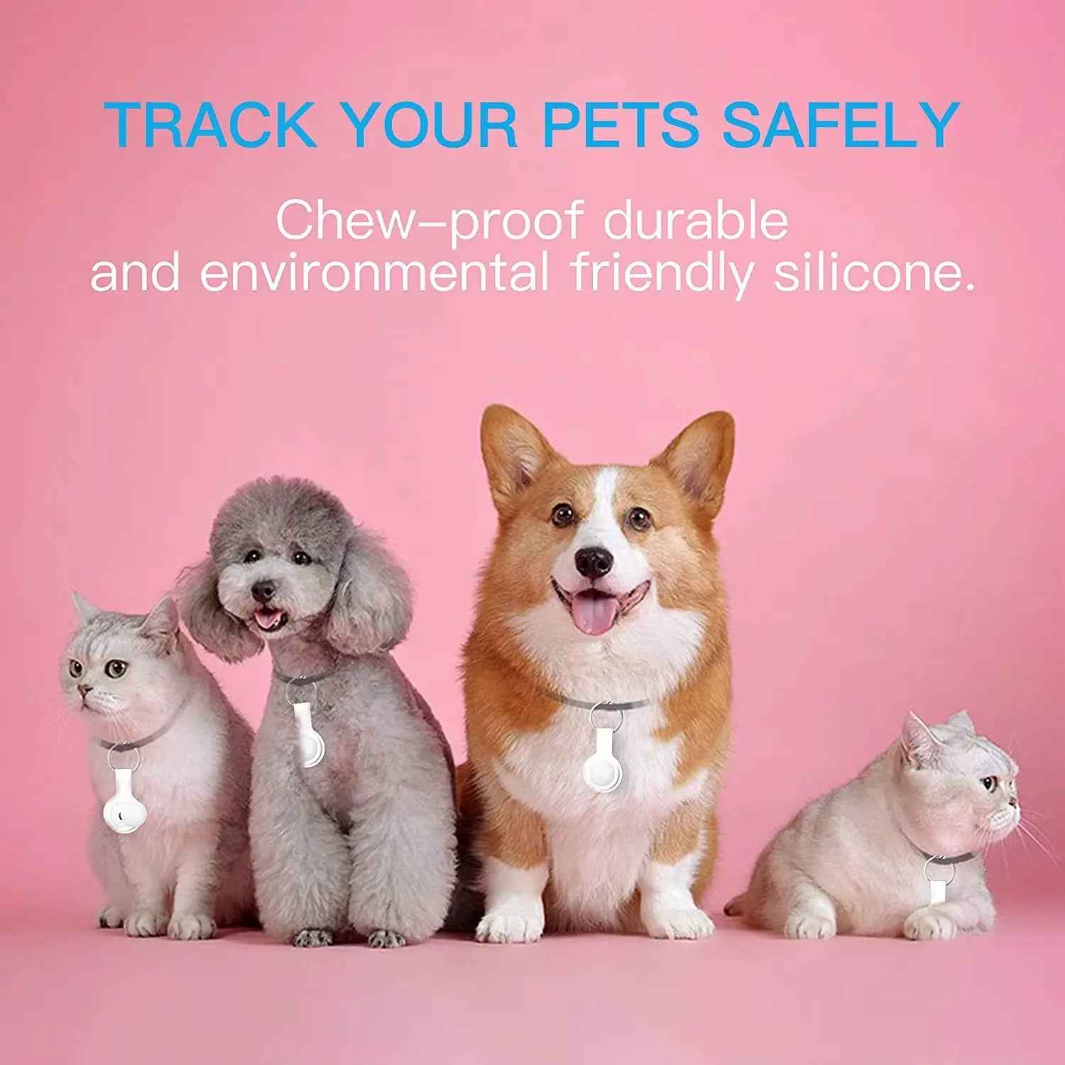 Silicone Airtag Cover Cute Dog Collar Keychain Pet Tracker Compatible for Apples Air tag Case