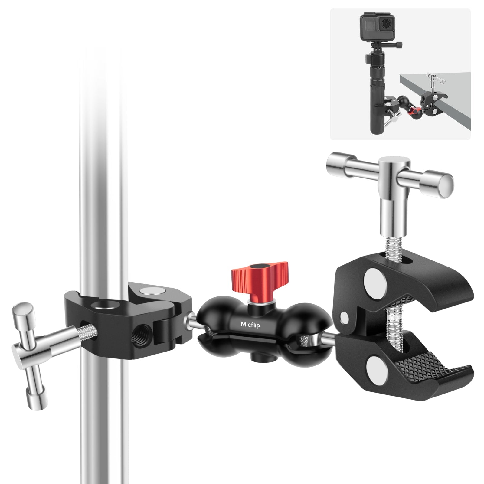 ClampFlex - Versatile Dual Super Clamp Kit with 360° Ball Head Mount - 